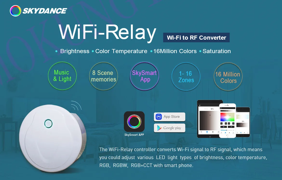 WiFi в РЧ конвертер WiFi-реле wifi коробка для skydance WiFi коробка для skydance продукт DC5-24v