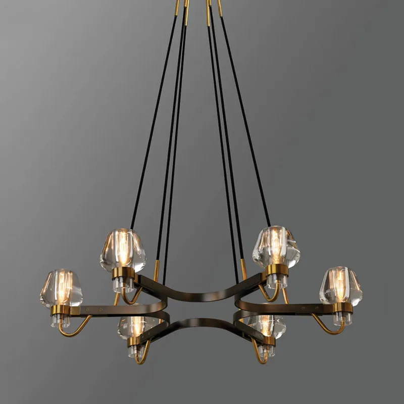 

American Glass Shades Led Pendant Light Dining Room Rectangle Pendant lamp Loft Retro Hanging Lamp Suspend Lamp