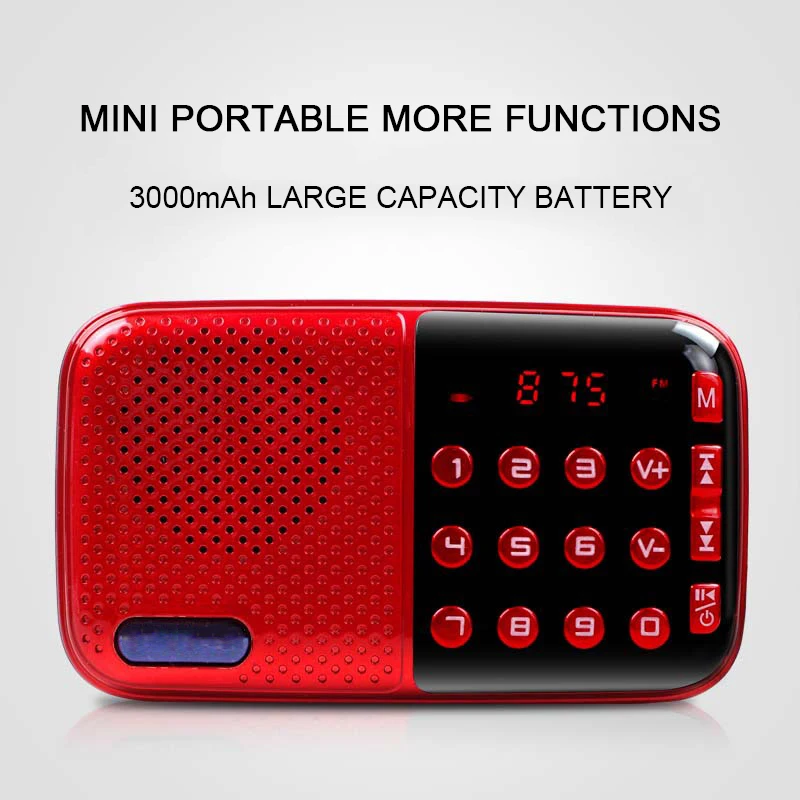 Museeq W-043CC мини Портативный радио Ручной цифровой FM USB TF MP3 плеер Динамик