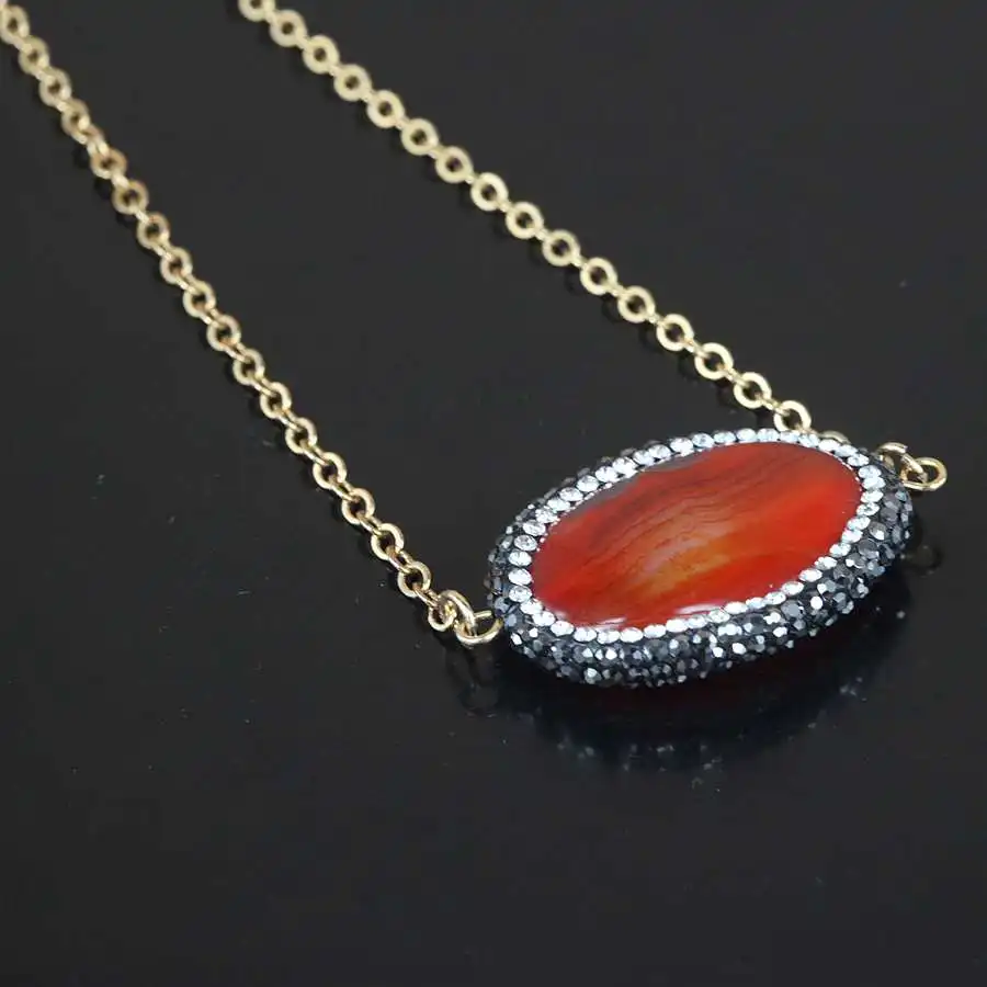 Ожерелье женское Ювелирное Украшение 2015 Кварцевая подвеска с кристаллом 24 К