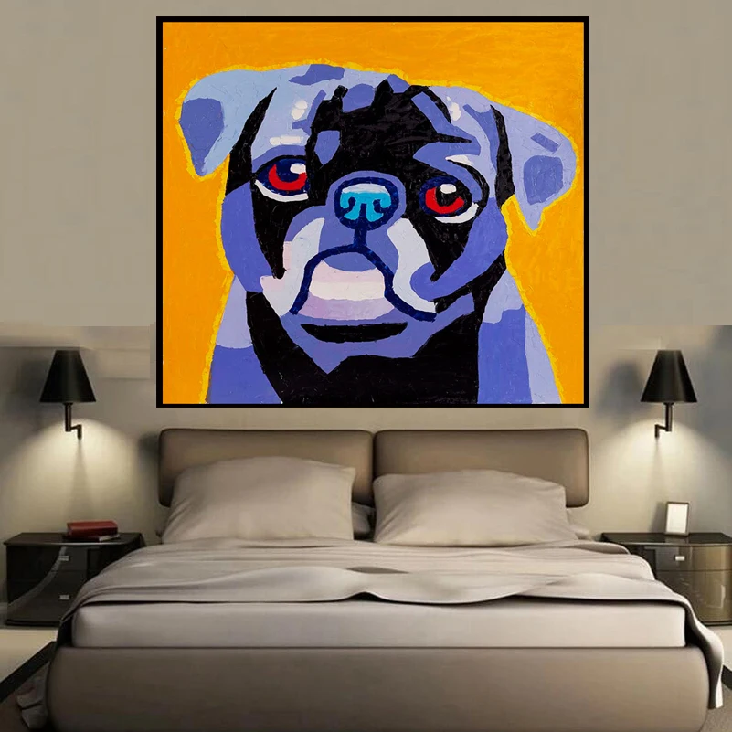 Топ Мода милая собака животное стиль украшение на стену живопись маслом дома