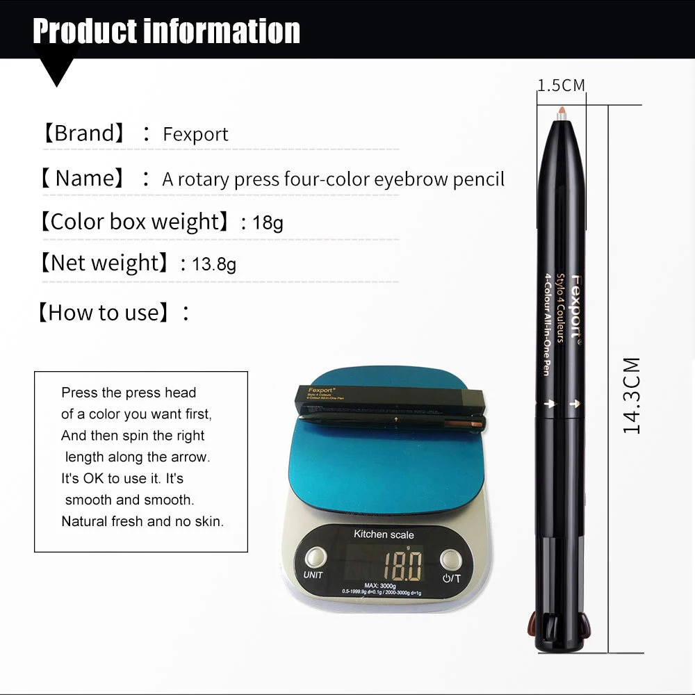 4 In 1 Multi-function Automatic Eyeliner Waterproof Lasting Eye brow Tattoo Pen Makeup | Красота и здоровье