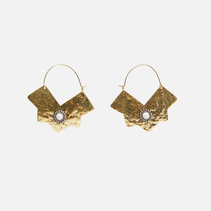 Винтажные висячие серьги FASHIONSNOOPS za для женщин богемные эффектные металлические подвески с жемчугом и камнем