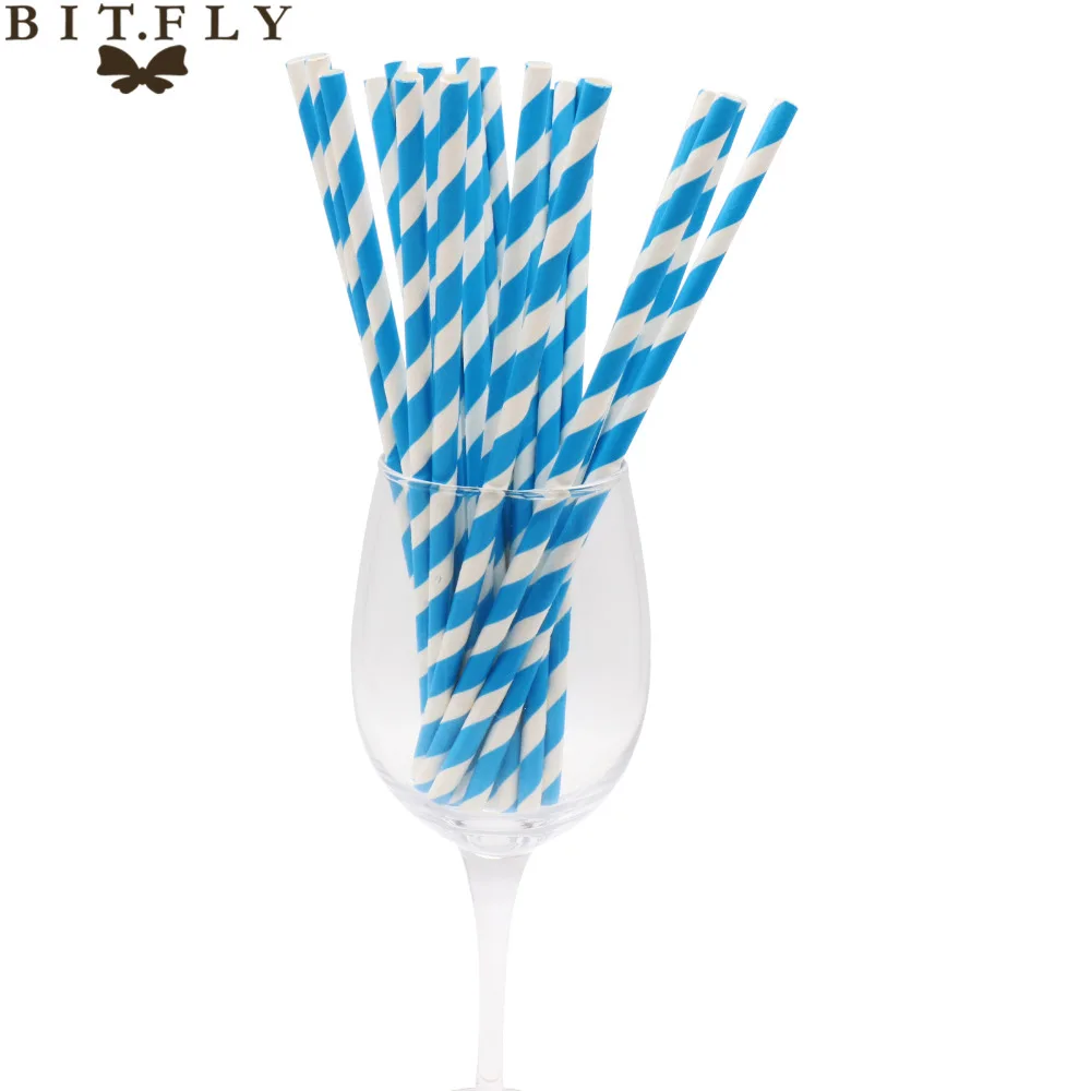 25 шт. бумажные соломинки для питья в полоску вечеринки свадьбы украшения детей