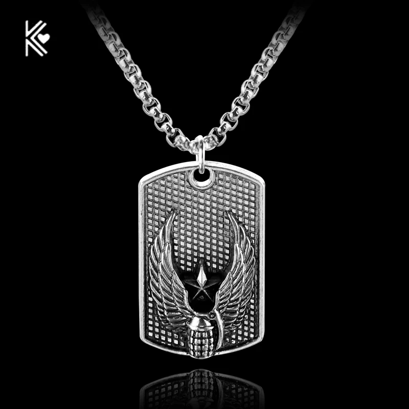 Мужская подвеска в стиле милитари с изображением ангела собачьей бирки ожерелье