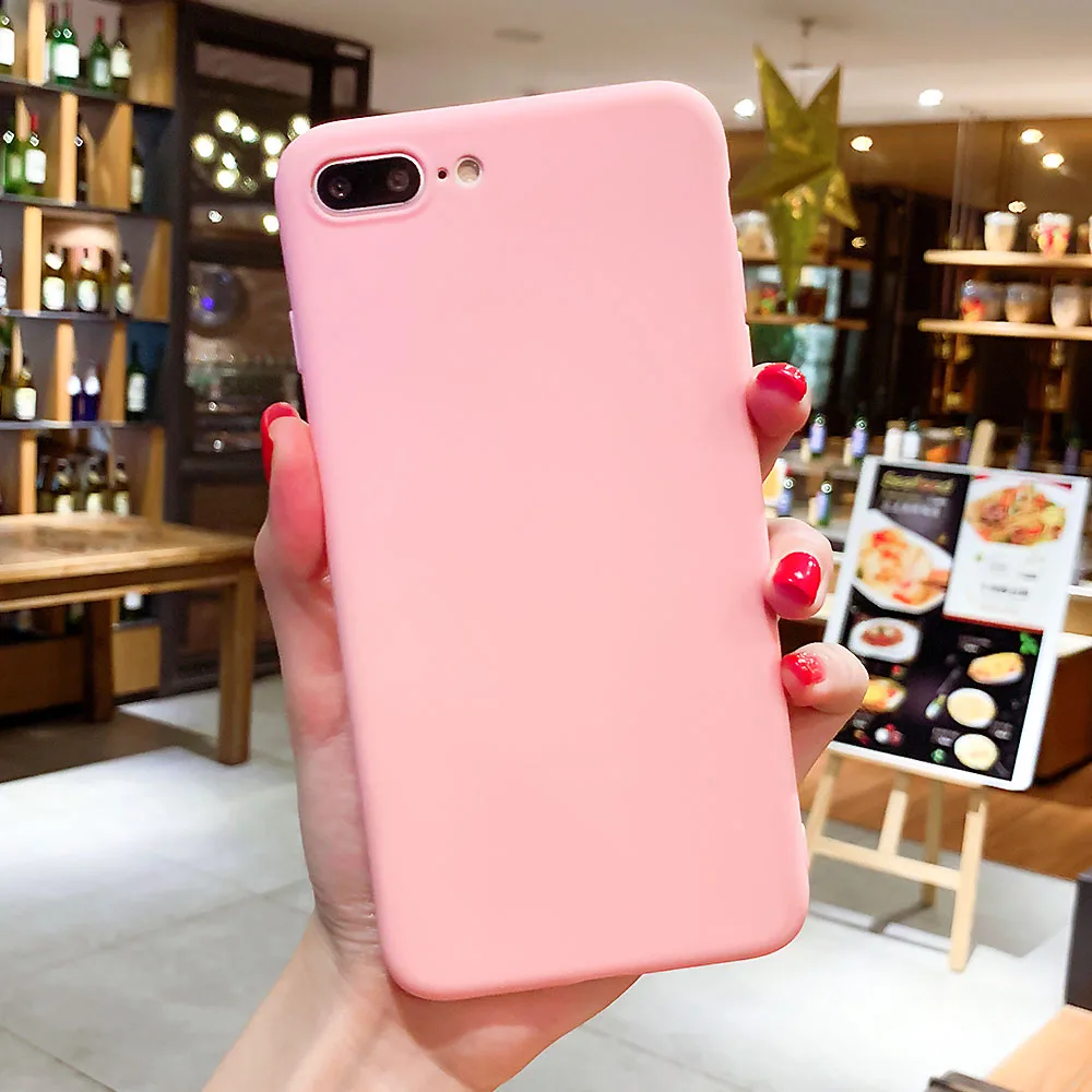 Силиконовый чехол для iPhone 5 5S SE 6 S 7 8 Plus Чехлы ТПУ карамельного цвета крышка X XR Xs