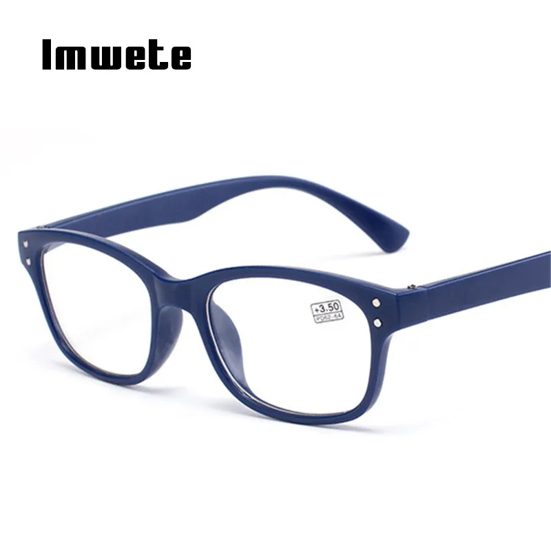 Imwete Unisex Ultralight Reading Glasses Anti-fatigue Presbyopic Diopter Glasses Men Women Eyewear Myopia Resin Lens PC Frame - Цвет оправы: Blue