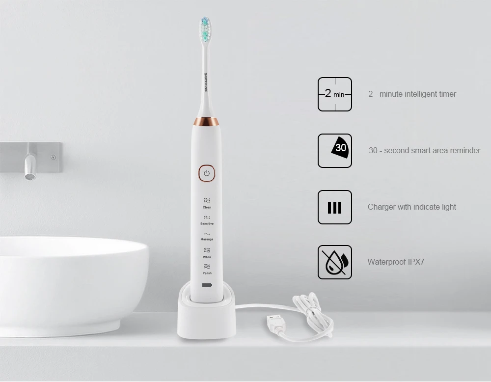 SARMOCARE S100 акустическая волна электрическая зубная щетка отбеливающая для ухода за зубами инструмент для чистки