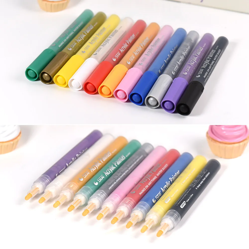

24 /12Colors Marker Acrylic Painter Colorful Marker Marking Pen Highlighter Permanent Candy for DIY Drawing Supplies markers