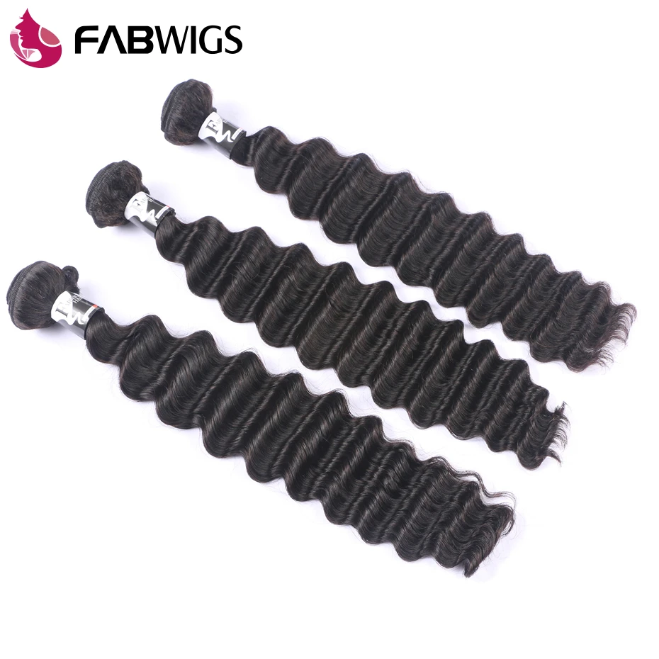 Fabwigs перуанские глубокие пучки волнистых волос с закрытием человеческие волосы