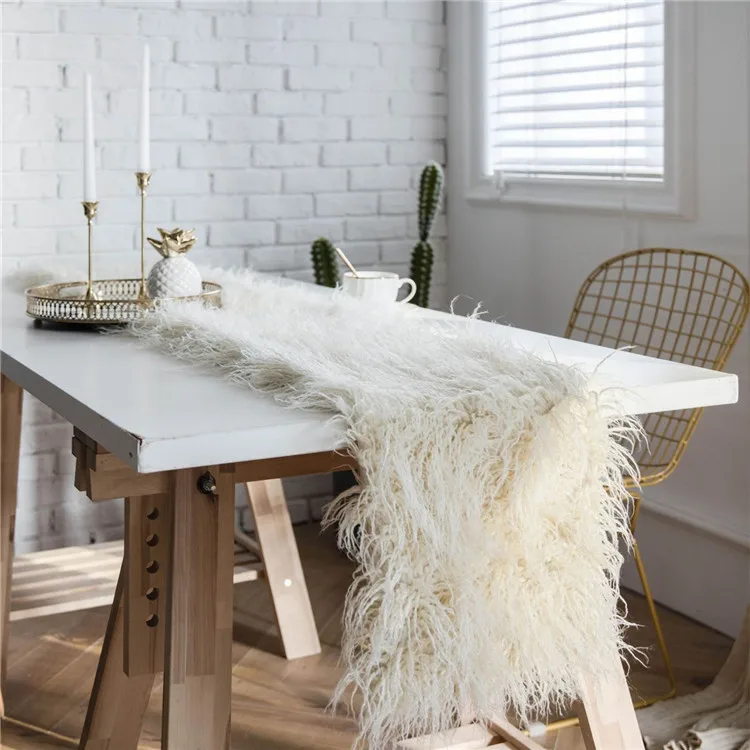 As Picture Длинный меховой стол бегун Decoracion Mesa Hogar хлопок лен Chemin De table tafeller для вечерние Keukenloper - Цвет: As Picture