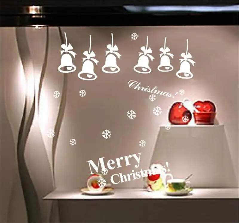merry christmas bells wall stickers christian room home decorations 01. diy vinyl xmas decals festival mual art posters 5.0 | Дом и сад