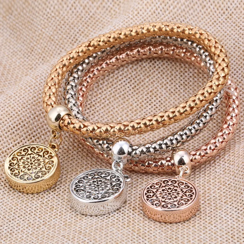 Золотой цвет Многослойные женские браслеты на запястье ювелирные изделия оптом