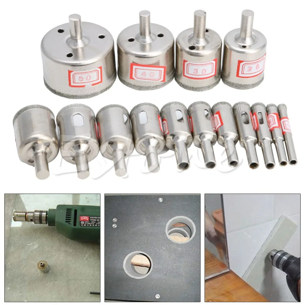 

Hot 15pc 6mm-50mm Diamond Hole Saw Marble Drill Bit Tile Ceramic Glass Porcelain L15