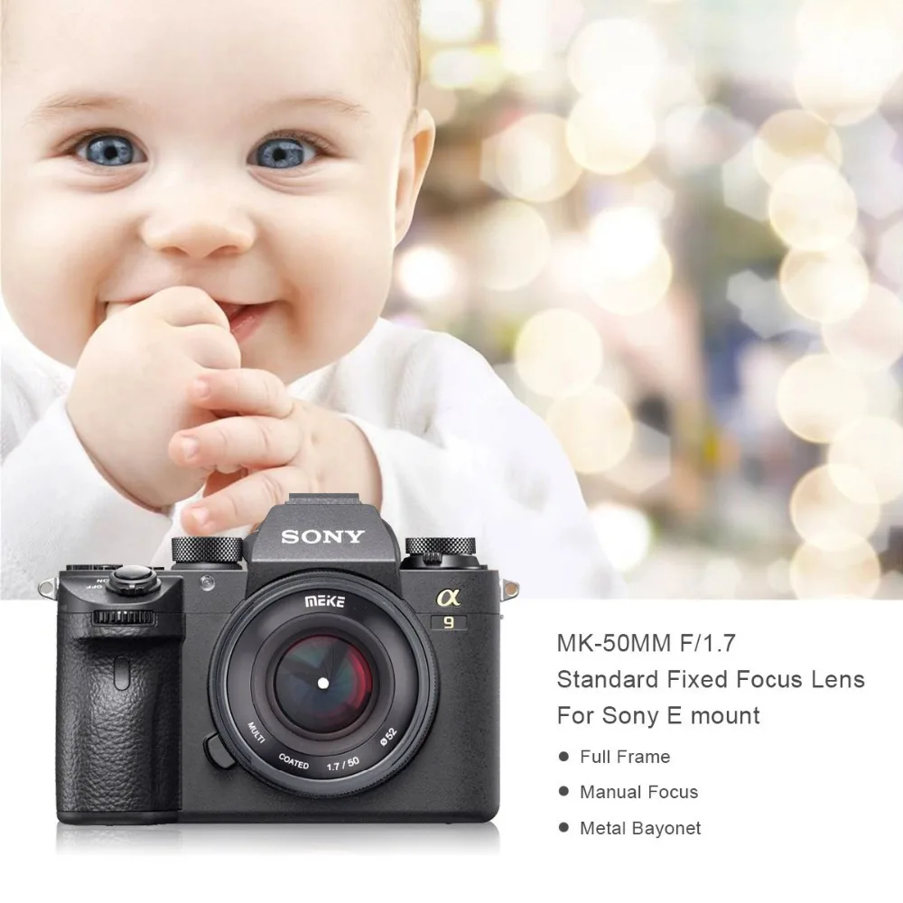 Meike 50 мм F1.7 объектив с ручной фокусировкой для Sony E-mount полная рамка беззеркальная