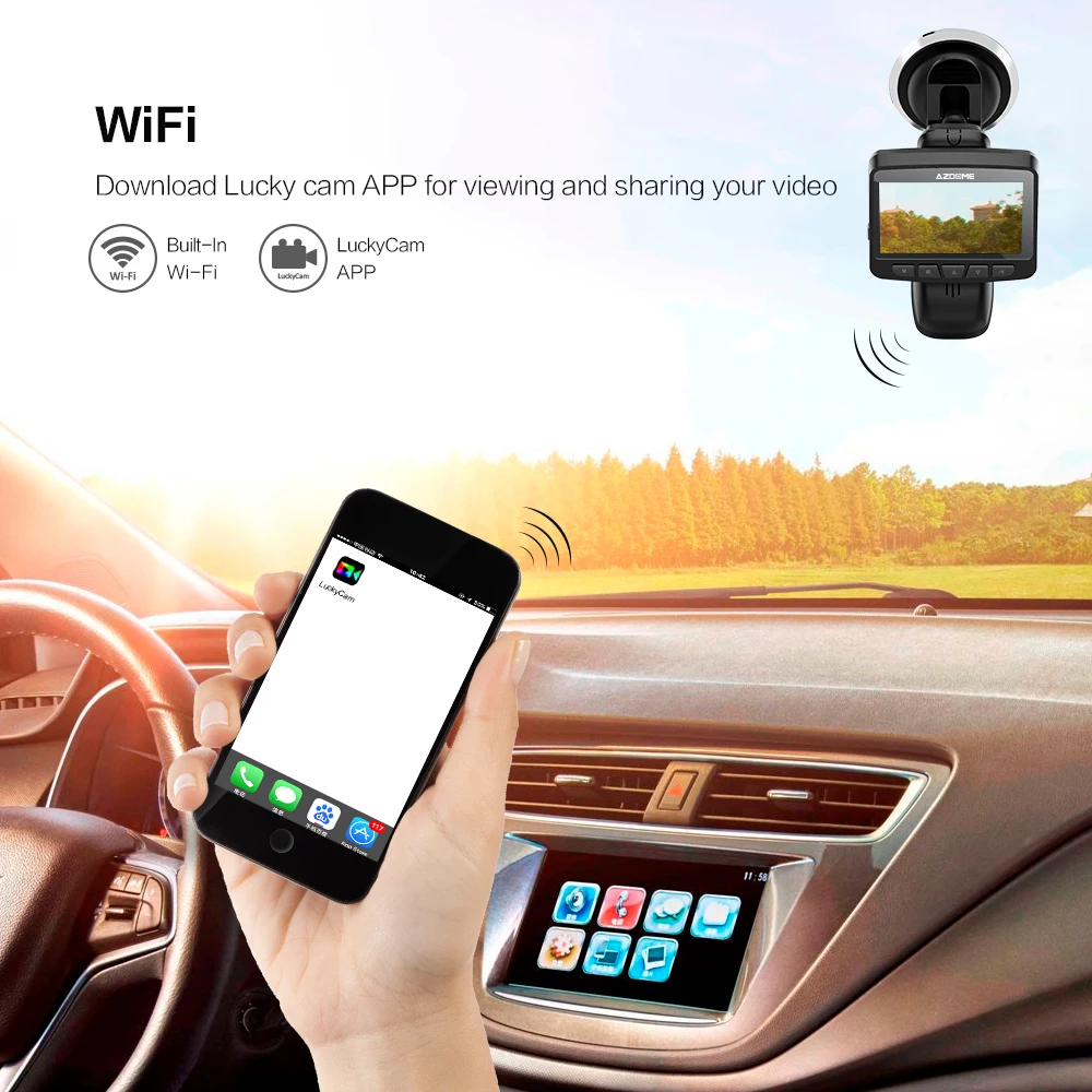 Azdome A307 FHD 1920*1080P Автомобильная видеокамера с WiFi диагональю 2,45 дюйма IPS-экраном, видеорекордером Novatek 96658, автомобильной камерой Sony IMX323 Dash Cam.