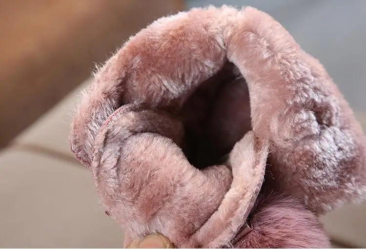 Winter non-slip Children's snow boots girls fur thick warm boots baby ball children's boots pink Girls Boots boas para nina