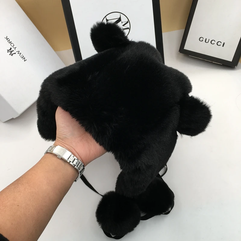 Bear ear imitation fur hat lovely of female fashion lei feng pure color protective warm | Аксессуары для одежды