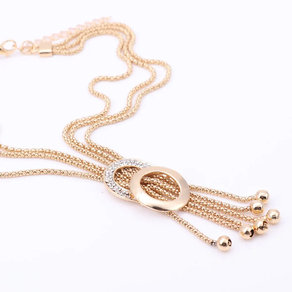 Модный новый ювелирный набор с кисточками ожерелье серьги браслет Кольцо Дубай