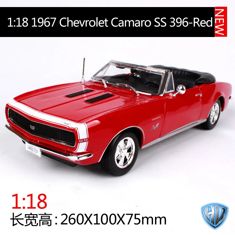 red car model Maisto 1:18 1967 chevrolet camaro ss396 синий красный автомобиль литья под давлением 260*100*75 роскошные классические модели автомобиля открытым верхом автомобили сбор 31684 - Цвет: red car model
