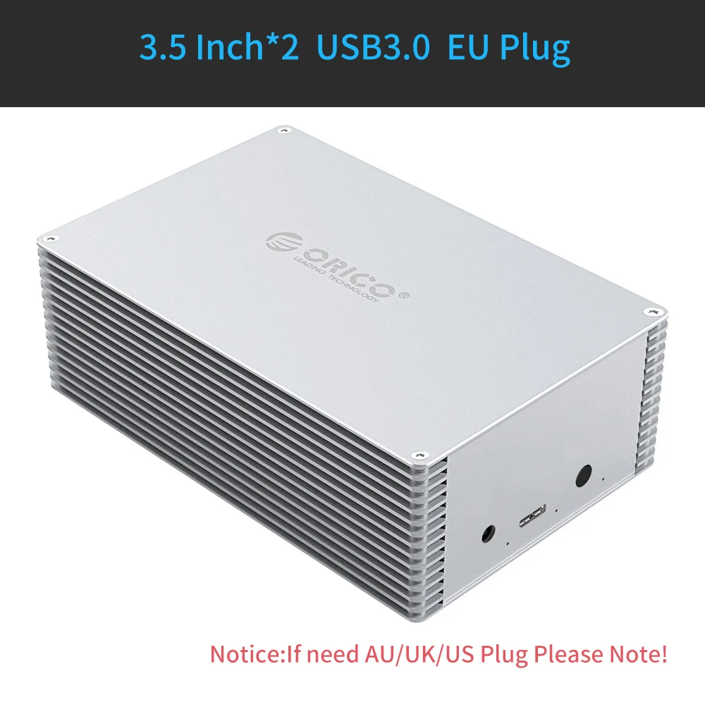 DY352U3-EU-SV ORICO 2,5 3,5 дюймов DIY HDD корпус SATA для USB 3,0 SSD адаптер высокоскоростной ящик жесткий диск Корпус для Samsung Seagate SSD 20 ТБ MAX - Цвет: DY352U3-EU-SV