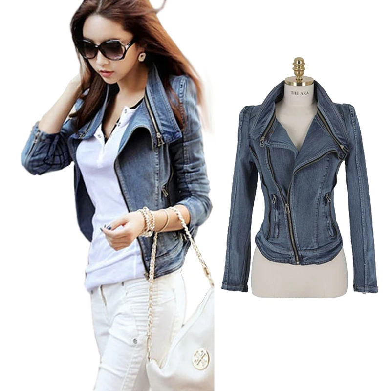 Модные женские винтажные джинсовые облегающие осенние короткие куртки на молнии