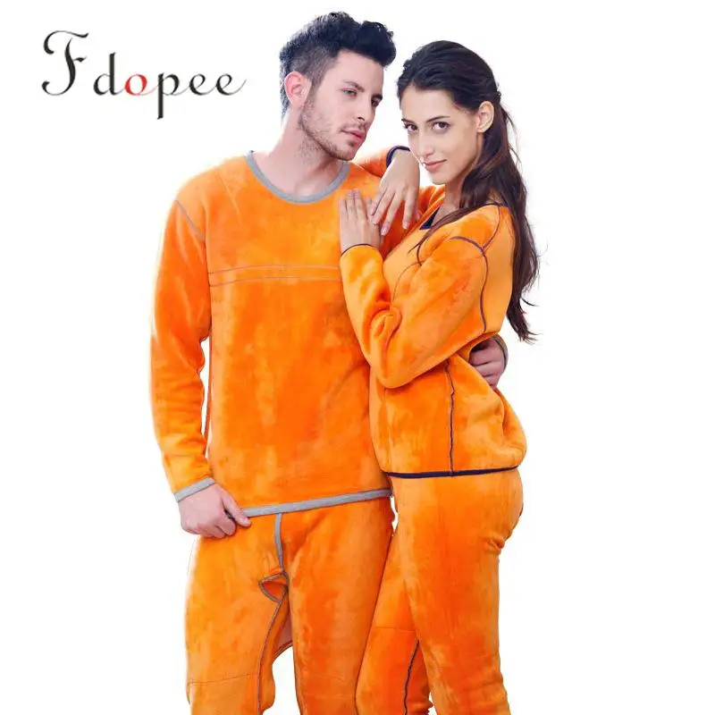 Зимнее утепленное термобелье 2019 костюмы простой однотонный Базовый комплект с