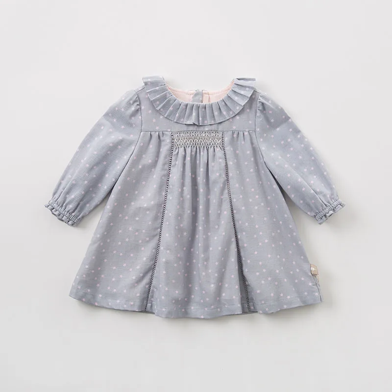 Платье для маленьких девочек DB7496 весеннее платье с длинными рукавами