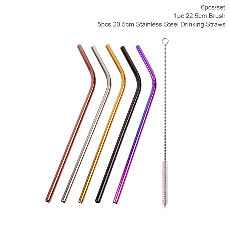 6pcs Mixed Straws FENGRISE Попкорн сумка коробка розовое золото декоративная бумага для вечеринок тарелка салфетки чашки соломинки стол Единорог посуда для вечеринки в честь Дня Рождения Decro - Цвет: 6pcs Mixed Straws