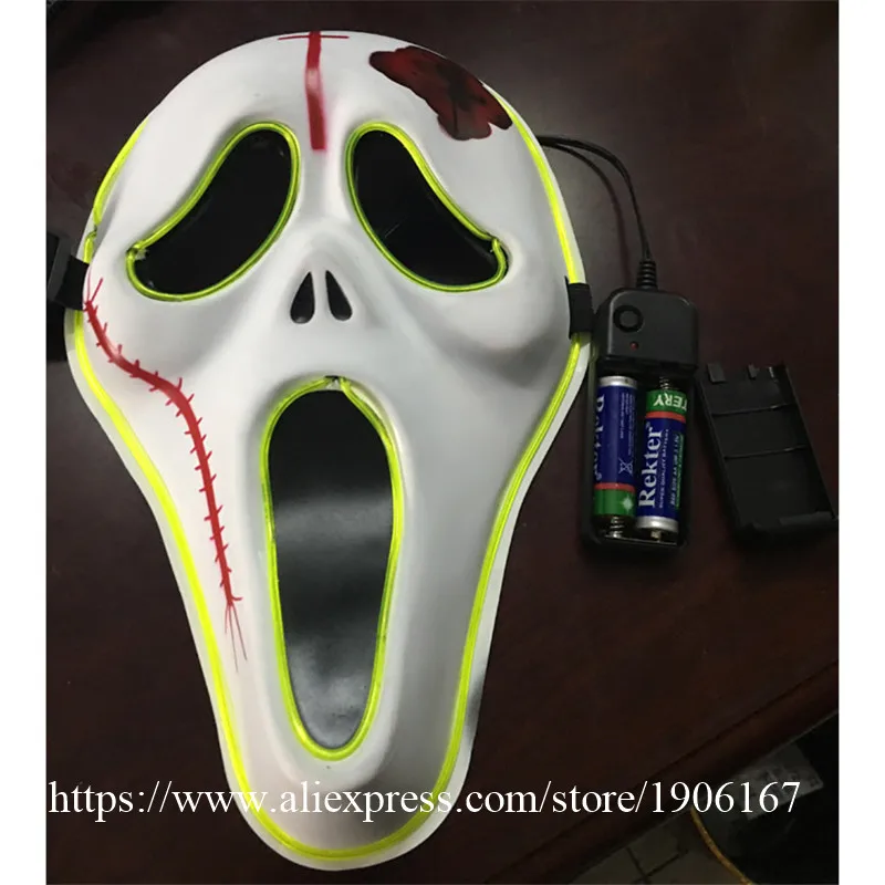 Зеленая светящаяся маска EL Wire для Хэллоуина ночного клуба вечеринки маскарадные