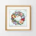 Набор для вышивки крестиком 14 карат, декоративный венок на Рождество, Набор для вышивки с цветами, европейский стиль