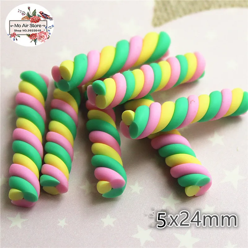Палочка Сладкая Конфета 10 шт 5x24 мм Полимерная глина Flatback Кабошон миниатюрная еда
