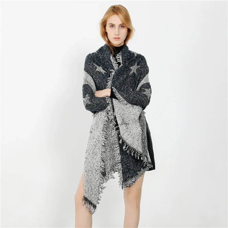 

2018 New Leopard Scarf Bevel Woman Scarf Star Print Cardigan Shawl Plus Size Capes For Lady Shawl