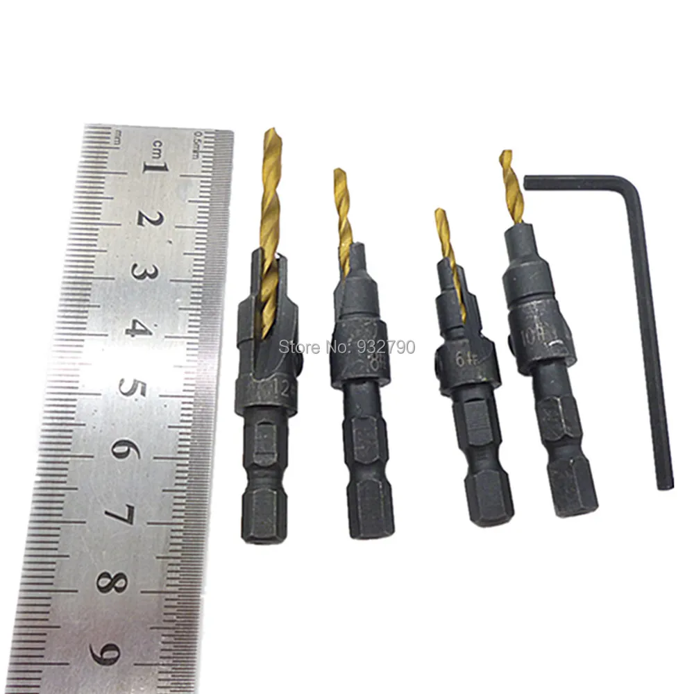 4 шт. ti зауженные детализации зенковки Бурильные долото винт комплект Wood