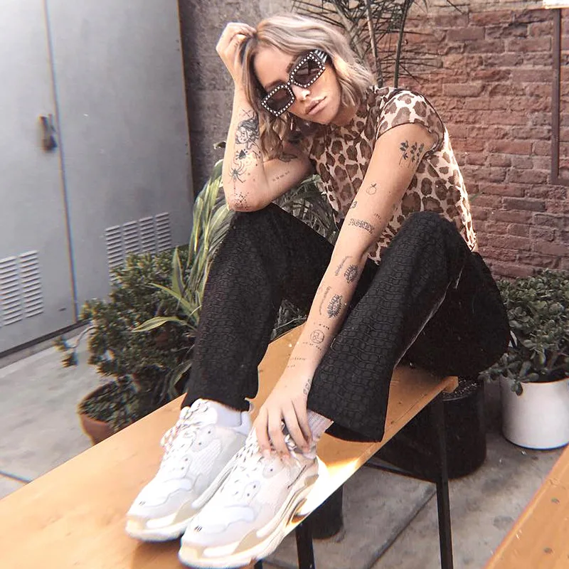 Сексуальные женские леопардовые сетчатые укороченные топы полуводолазка с