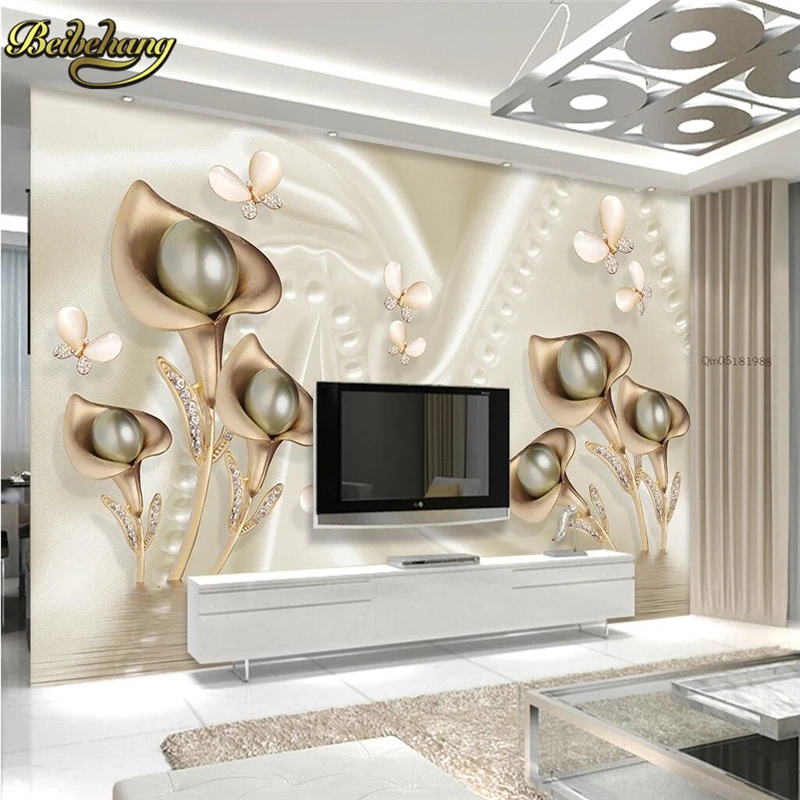 

beibehang custom papel de parede 3D Calla Leaf Butterfly Silk photo wall mural wallpaper for walls 3 d wall papers home decor