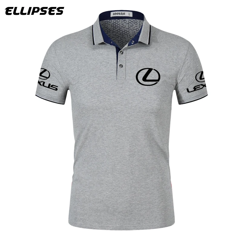 Мужская летняя рубашка поло с логотипом Lexus мужская хлопковая коротким рукавом и