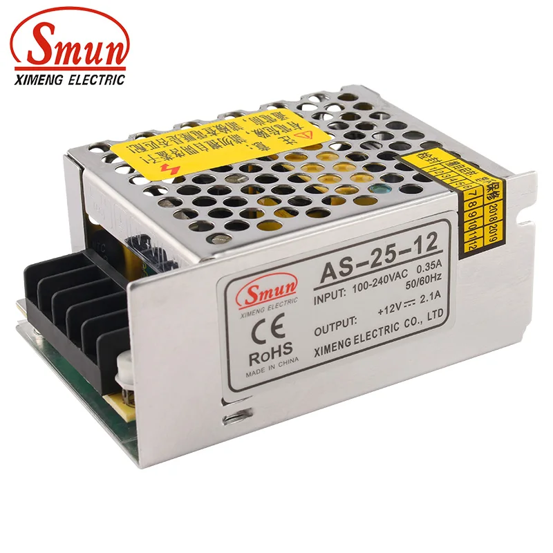 Импульсный источник питания SMUN AS 25 12 SMPS 25W 12V 2A выход с полным диапазоном 2 года