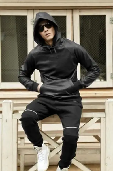 Мужская осенняя одежда S-XXL модная эластичная толстовка из искусственной кожи с