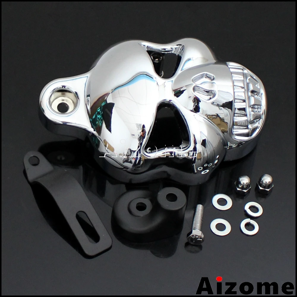 Motorcycle Chrome Aluminum Skull Head Horn Cover For Harley Sportster Street Road Glide w/ Cowbell V-ROD 1992-2014 | Автомобили и