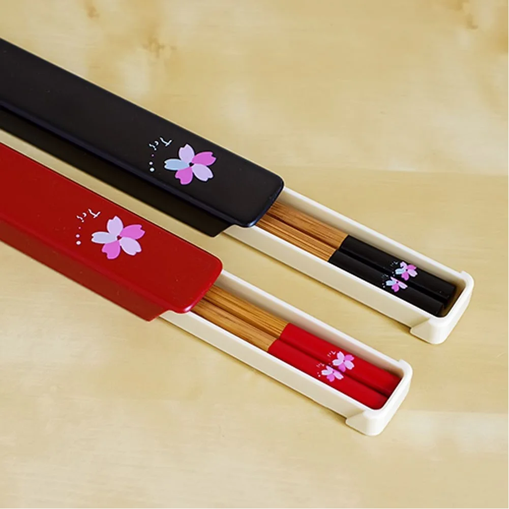 Durable Reusable Environmental Portable Travel Use Cherry Print Tableware Wooden Chopsticks | Дом и сад