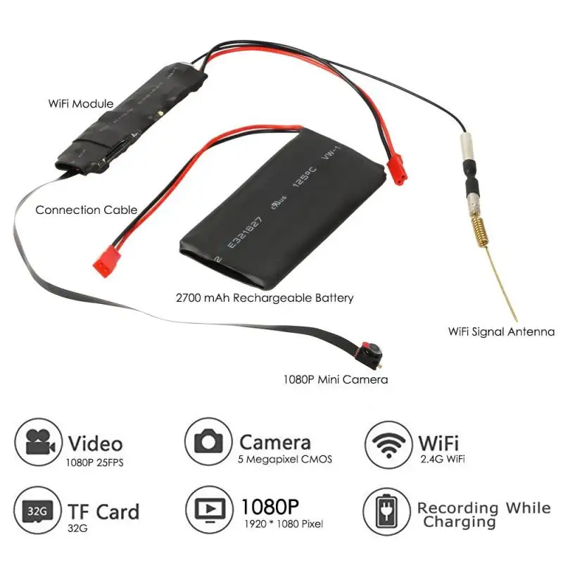 Горячая сделка DIY камера Мини Wifi Full HD 1080P видеокамера P2P Обнаружение движения