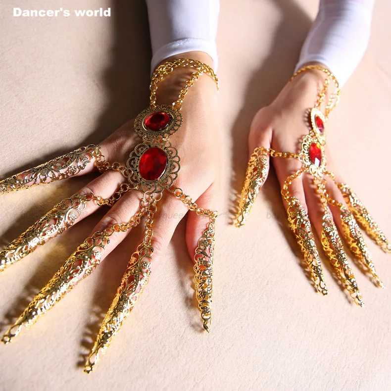 Оптовые детские танец живота аксессуары красный драгоценный камень ногтей дети