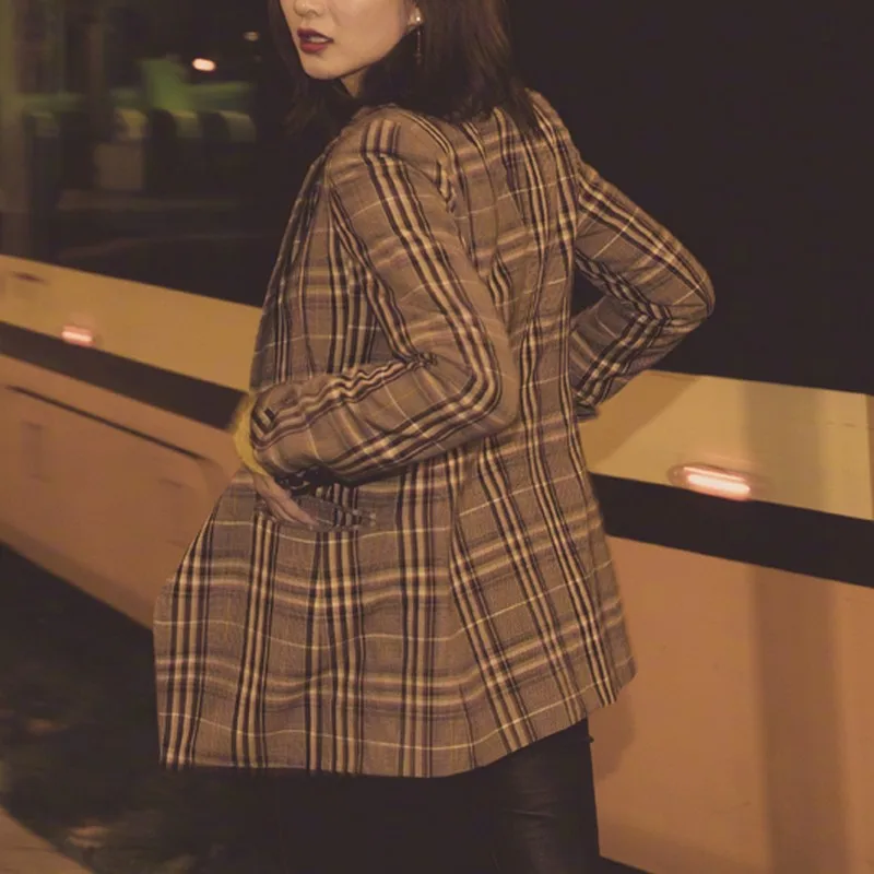 2018 new Autumn &amp Winter Korean version Women's Jacket casual plaid Blazer long sleeve plus size Blaser Feminino | Женская одежда