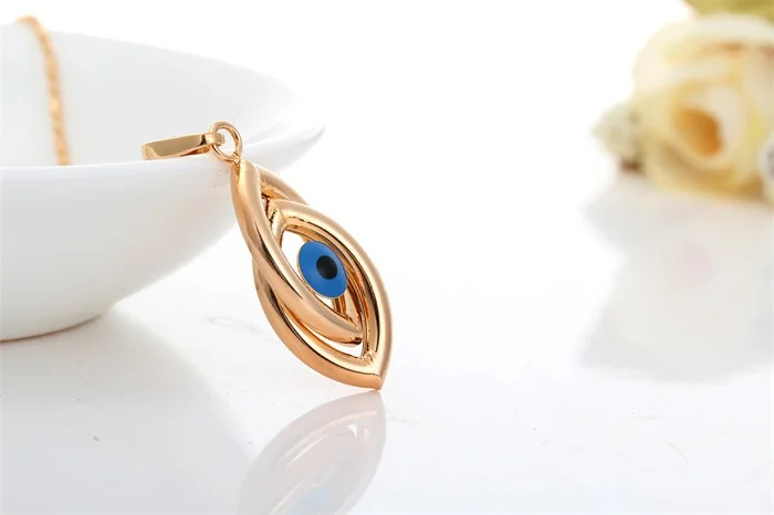 new Double Twisted Blue Evil's Eyes Jewelry Sets Gold Color Pendant Necklace Stud Earrings for Women Girls Jewellery | Украшения и