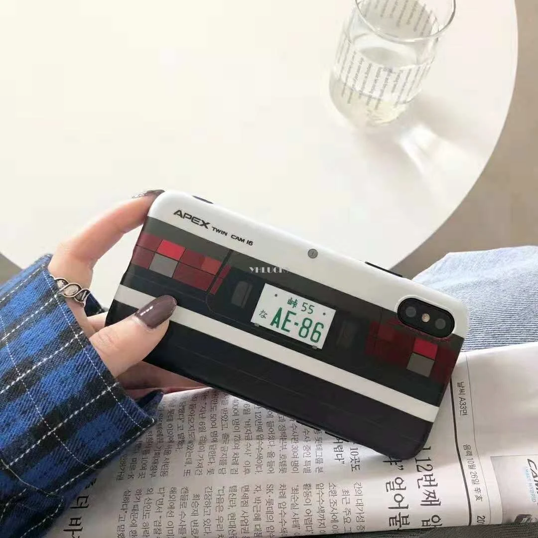 Luxury Head D Cool Car Taillight Matte Cases for iPhone X XS Max XR 6 6s7 8 Plus AE-86 Soft Silicone men Phone Cover |