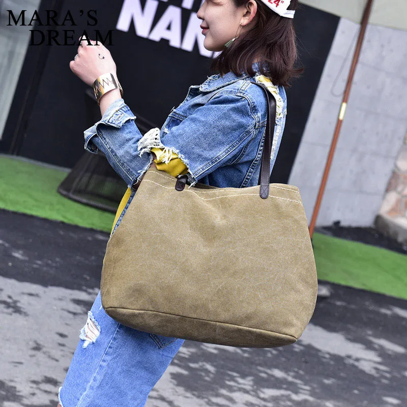 

Mara's Dream Women travel bag fashion solid color large capacity Multiple compartment Women bag casual simpel canvas bag