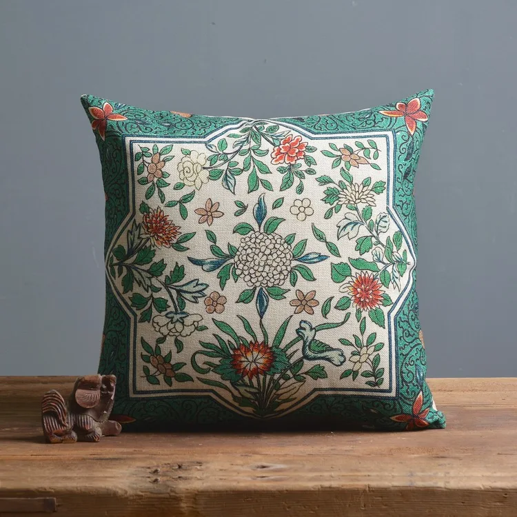 Китайская зеленая Цветочная подушка в Восточном саду декоративная для дома
