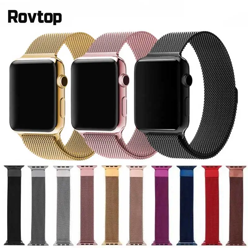 Rovtop браслет из нержавеющей стали для Apple Watch 4 ремешок для часов iWatch 3 2 1 42 мм 38 мм ремешок для часов iWatch 4 3 2