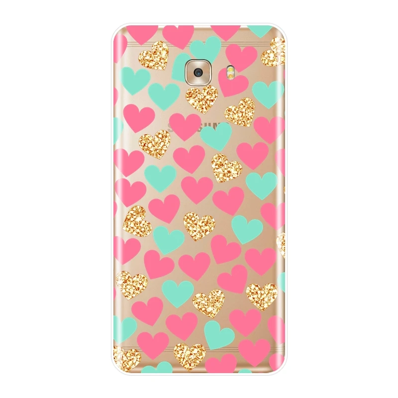 Милый красный телефонный чехол Love Hearts Kawaii для Samsung Galaxy C5 C7 C8 мягкий силиконовый из